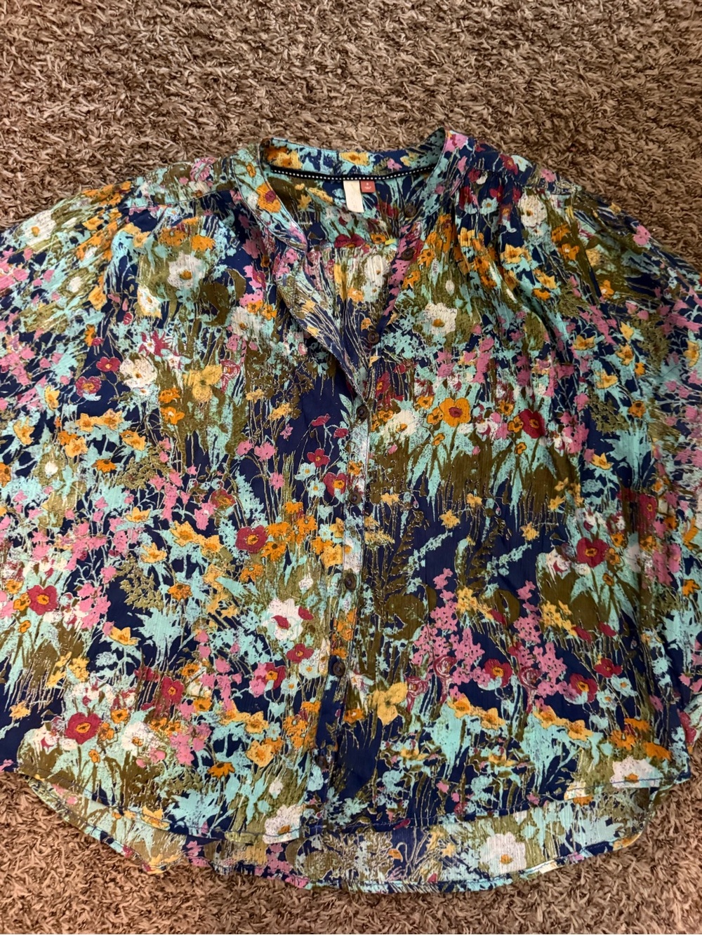 pistola Navy Multicolor Floral Button-Up Blouse